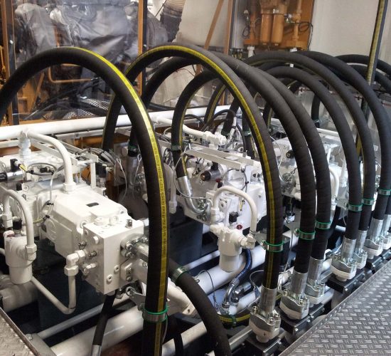 Hydraulic system on board of a dredging vessel
